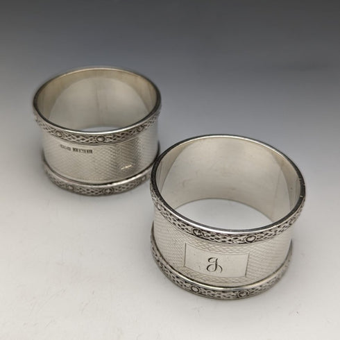 1960年頃 英国ヴィンテージ 純銀(925シルバー) ナプキンリング ペア WH Manton 箱入り